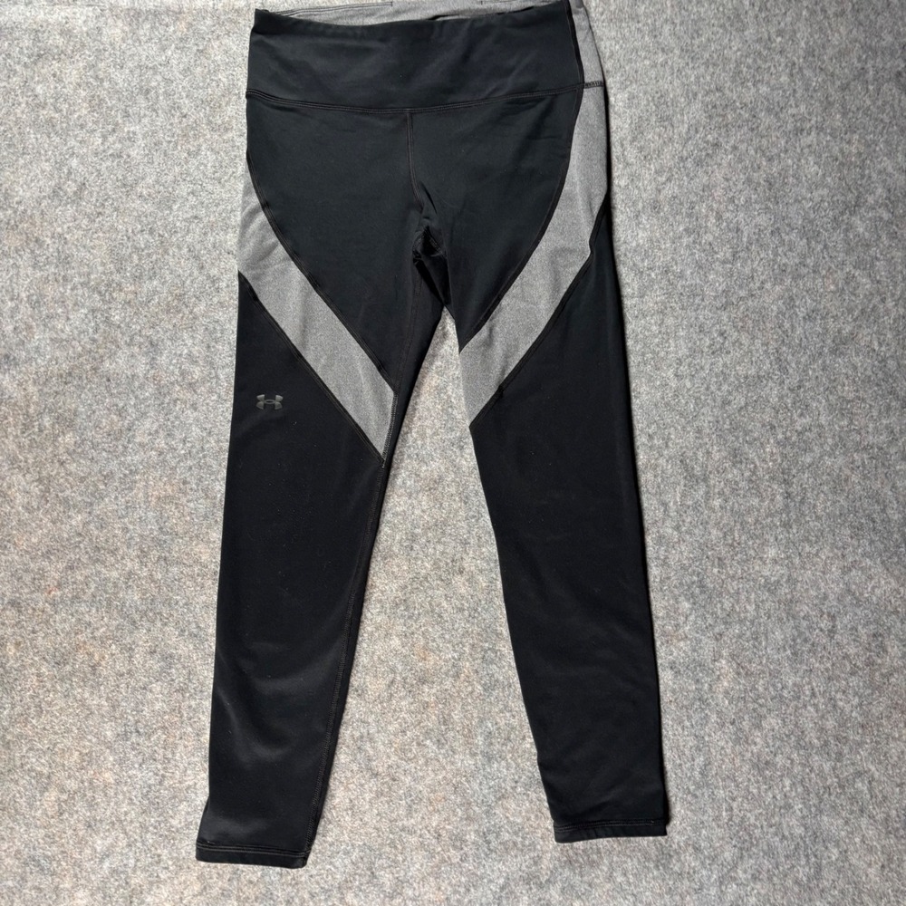 Under Armour Youth M Black Grey Athletic‎ Leggings Style 1374136 Waist Pocket